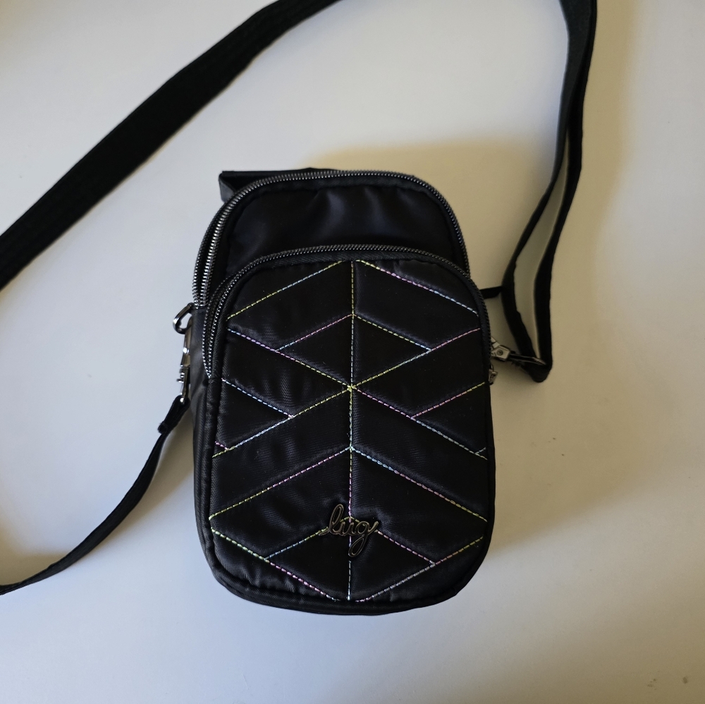 Lug Skeeter Mini Crossbody in Black Rainbow Stripes